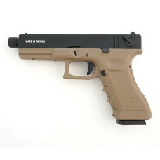 Страйкбольный пистолет KJW KP-18 Glock G18 TBC CO₂ Tan, удлин. ствол