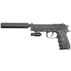 Страйкбольный пистолет KJW Beretta M9A1 TBC Gas Black, с глушителем